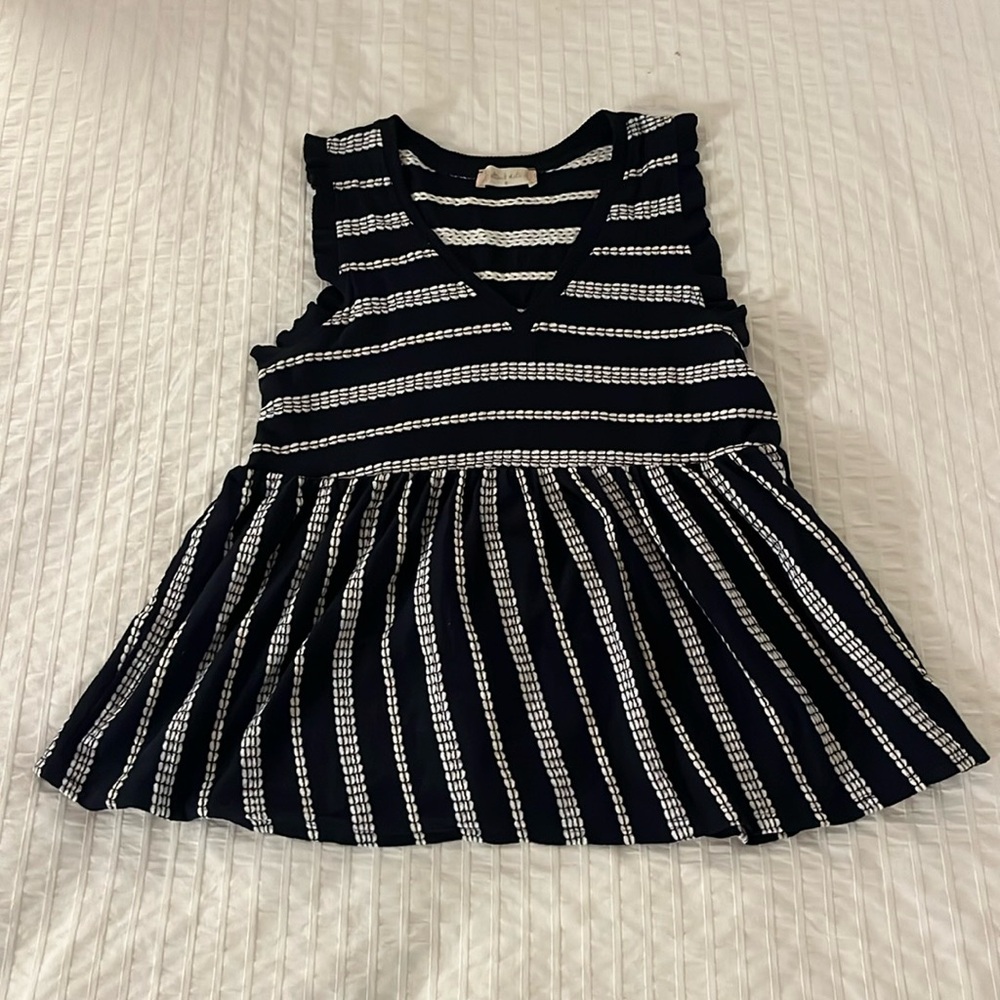 Navy blue and white striped tank